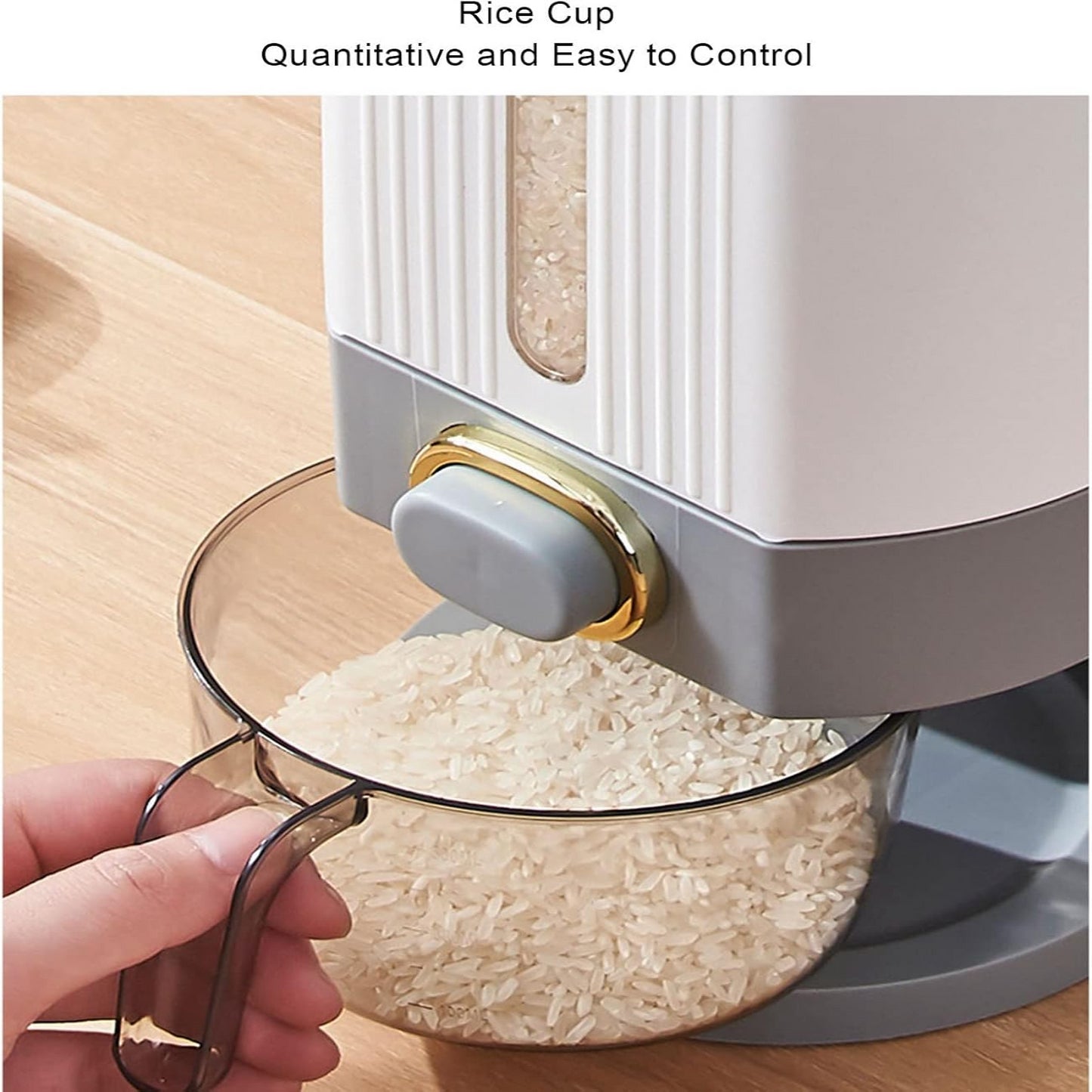 Gray L 10L Rice Dispenser & Grain Container with Lid - Household Cereal Bucket for Kitchen Organization, Ideal for Rice, Beans,