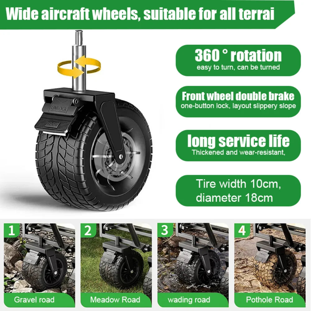 Heavy-Duty Collapsible Utility Wagon Cart With All-Terrain Wheels