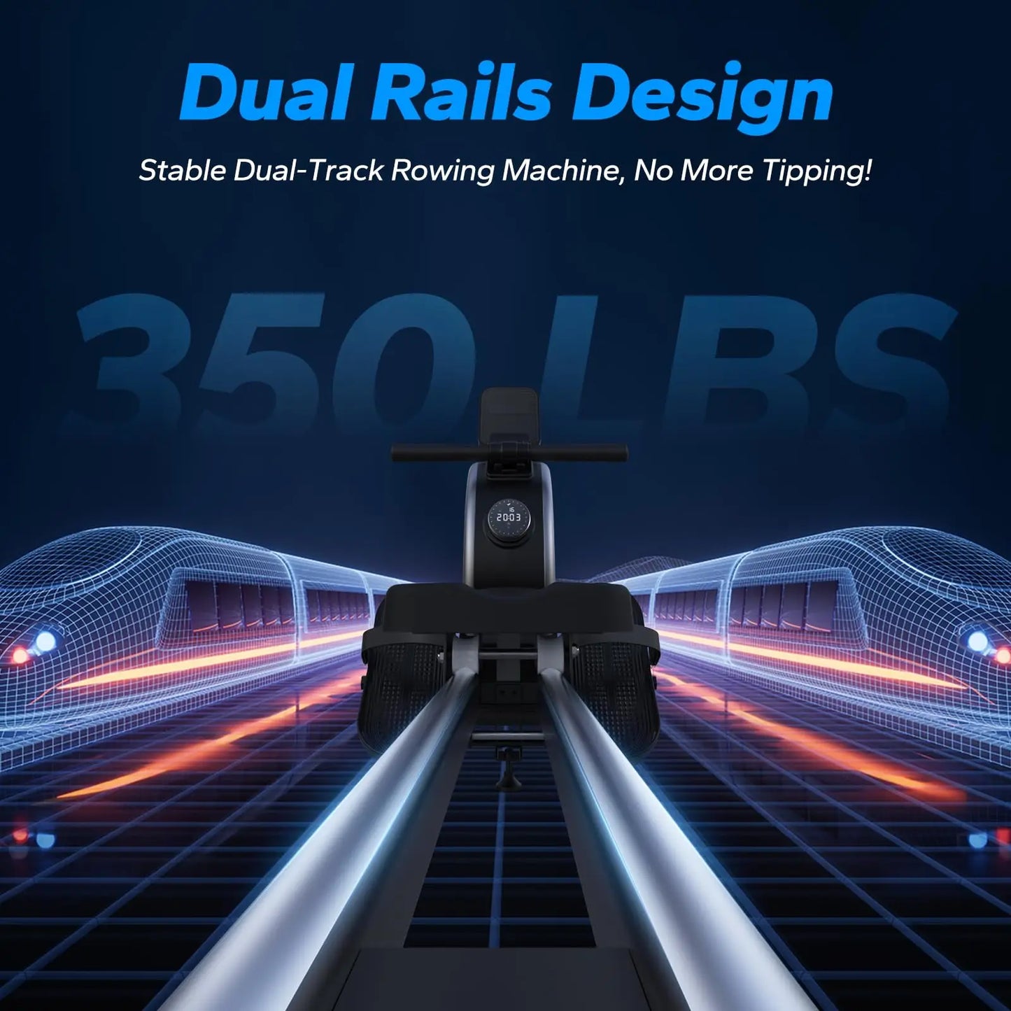 Bluetooth Magnetic Rower Machine with Dual Slide Rail.