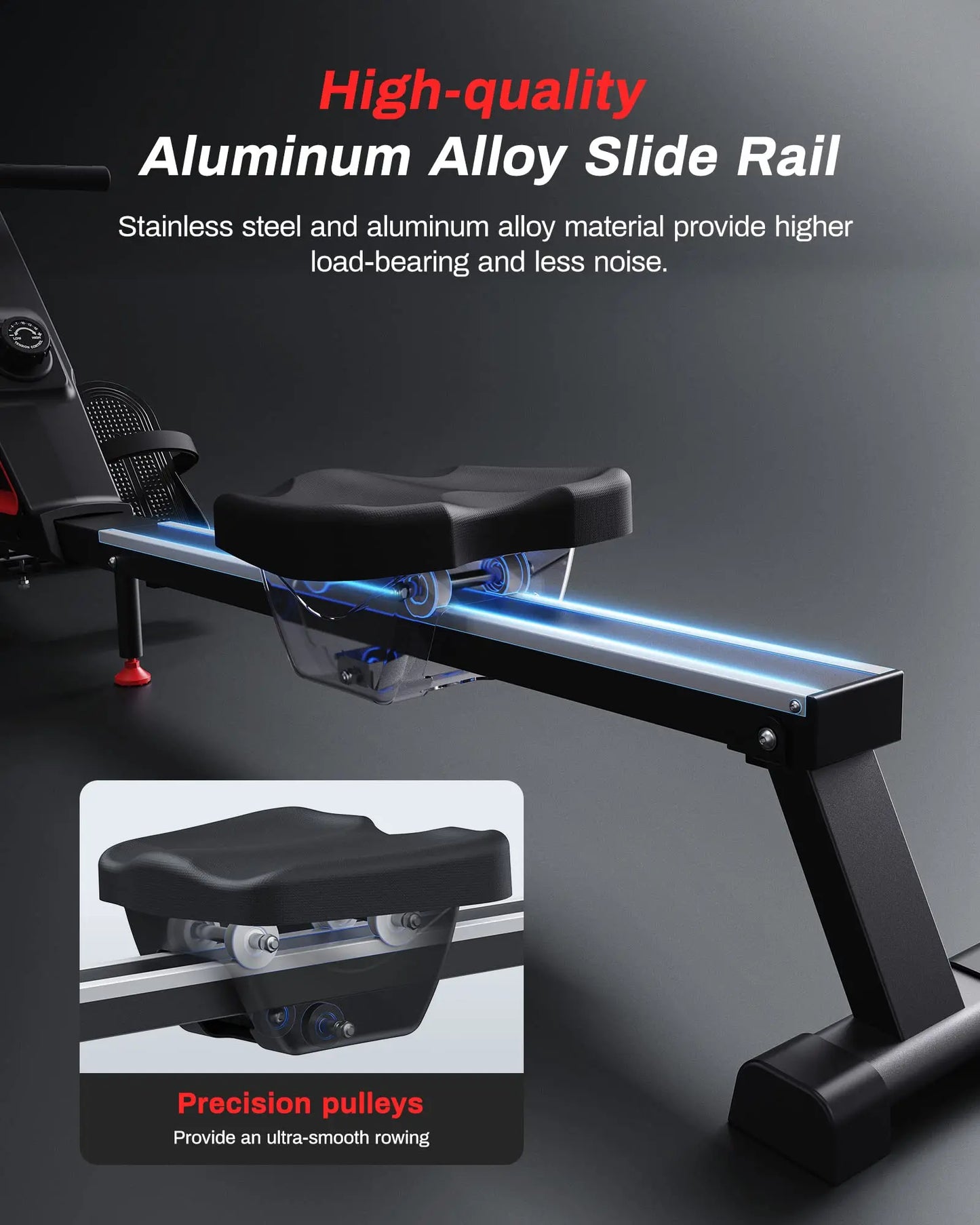 16 Levels Quiet Resistance Foldable Compact Rowing Machine