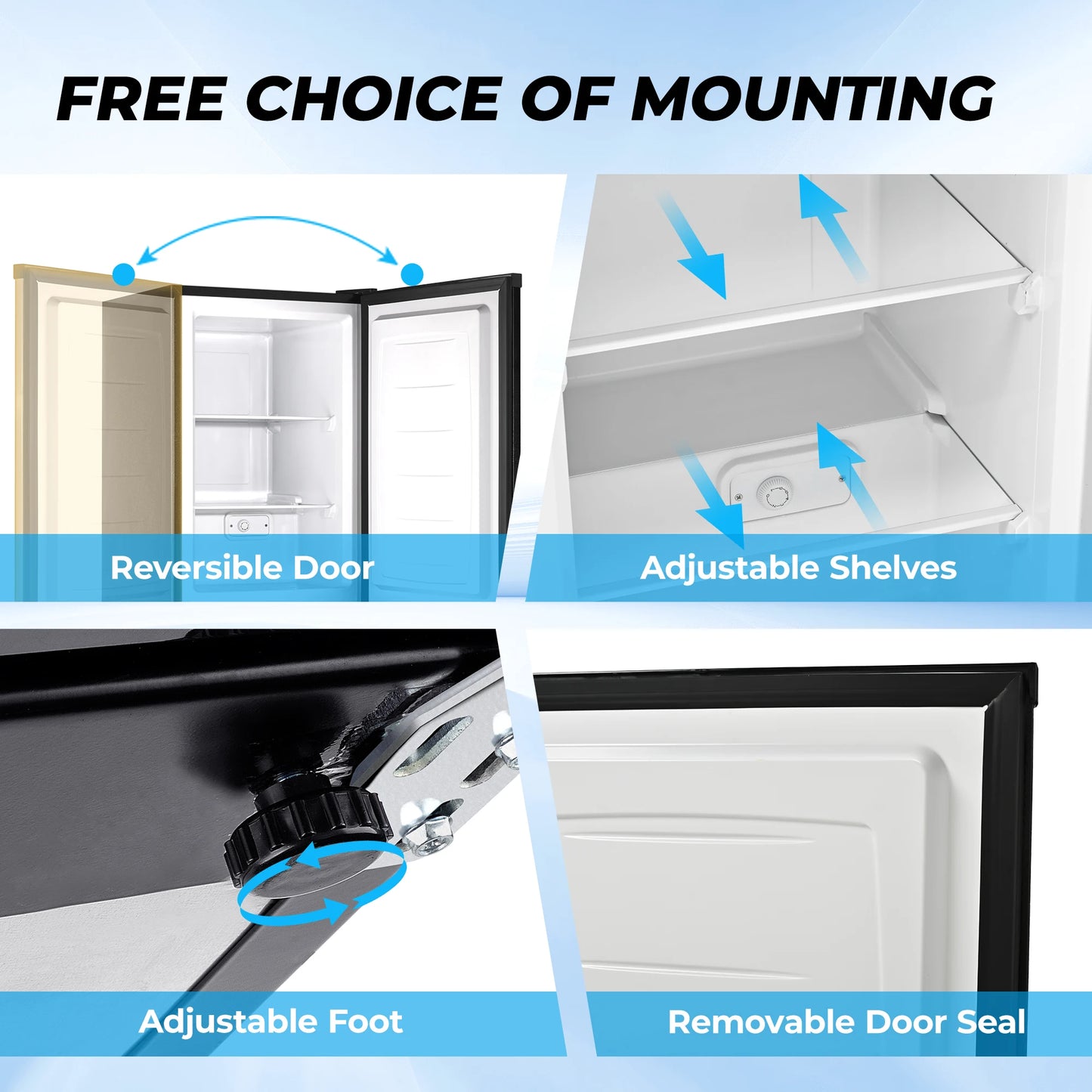 3.0 Cubic Upright freezer with Reversible Door.