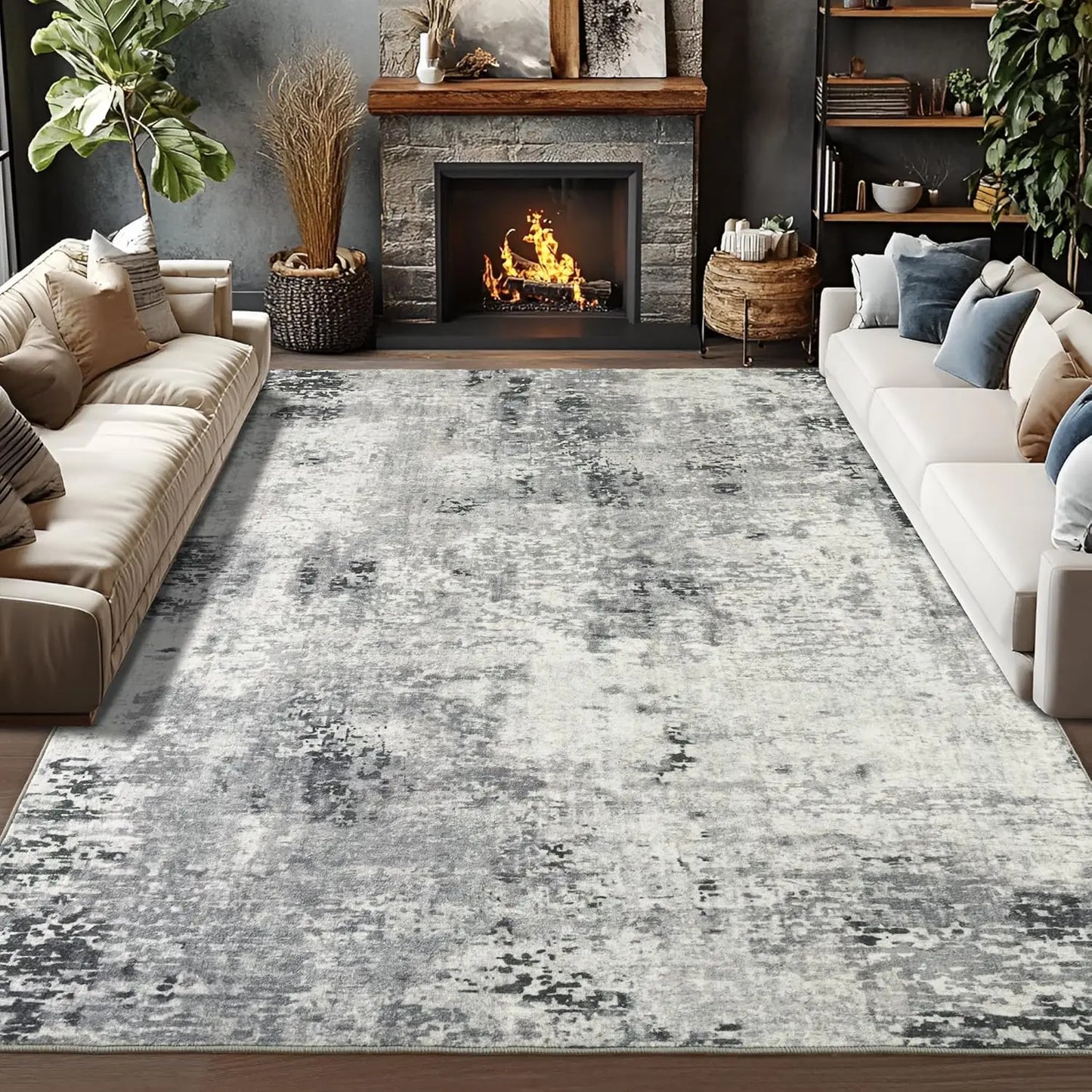 Living Room Area Rugs Machine Washable Non-Slip Carpet.