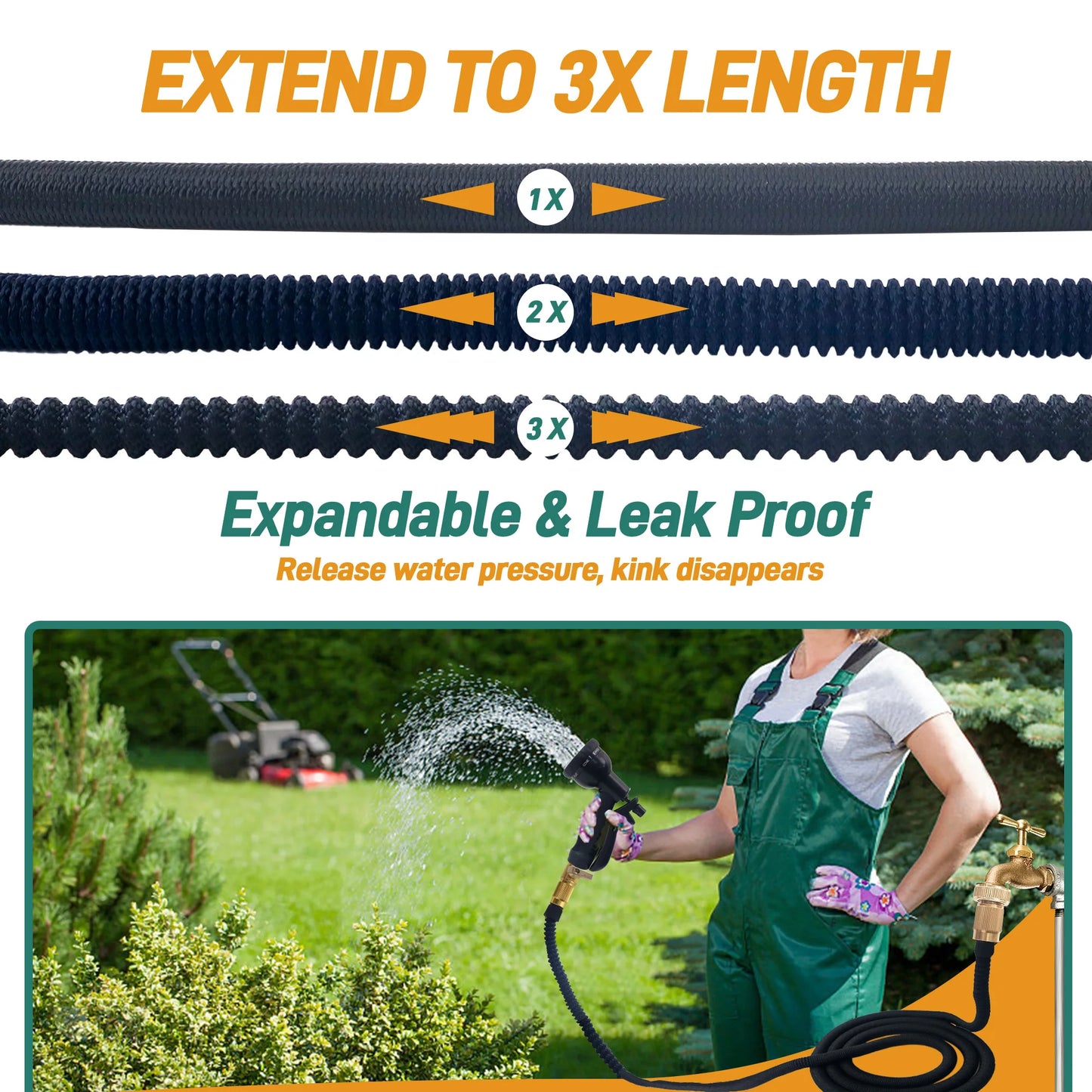 25ft/100ft Expandable Garden Hose with Nozzle