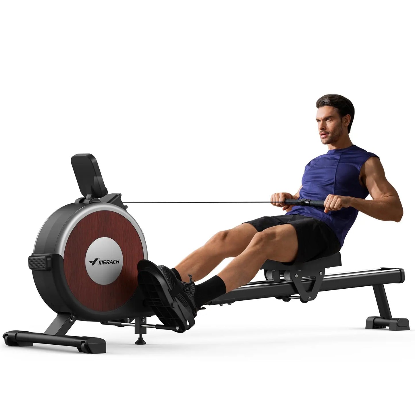 Bluetooth Magnetic Rower Machine with Dual Slide Rail.