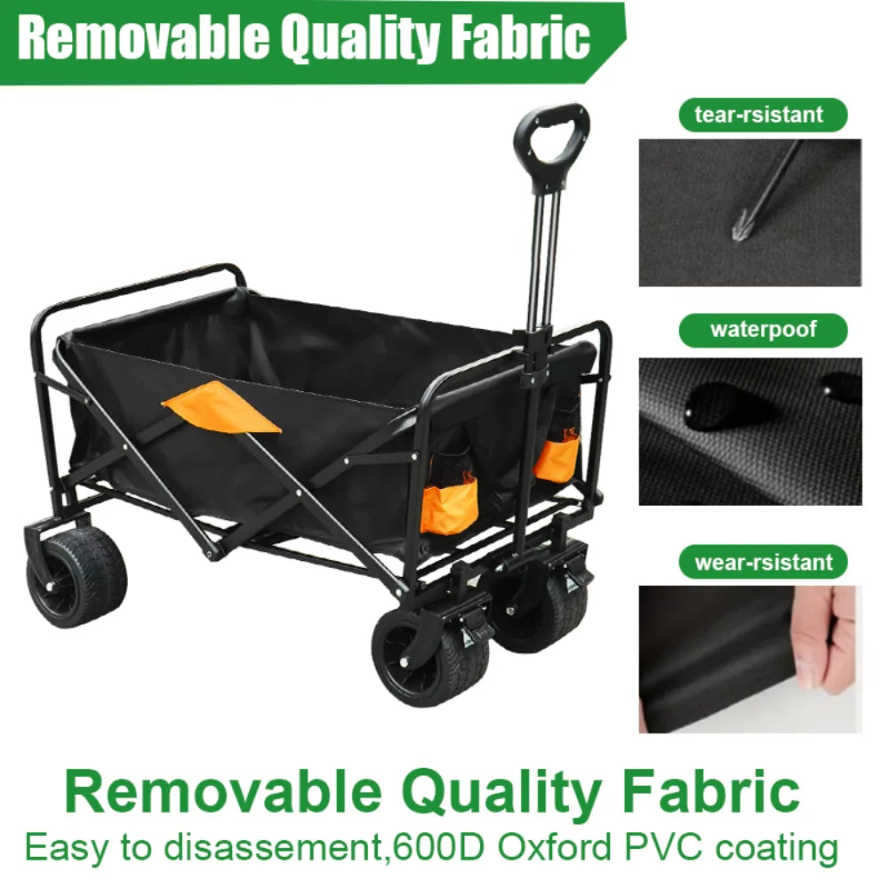 Heavy-Duty Collapsible Utility Wagon Cart With All-Terrain Wheels