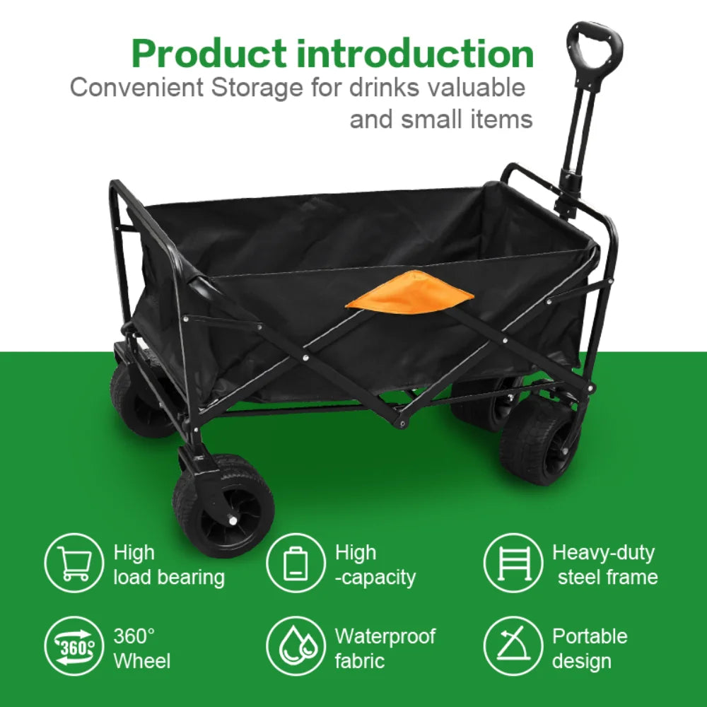 Heavy-Duty Collapsible Utility Wagon Cart With All-Terrain Wheels