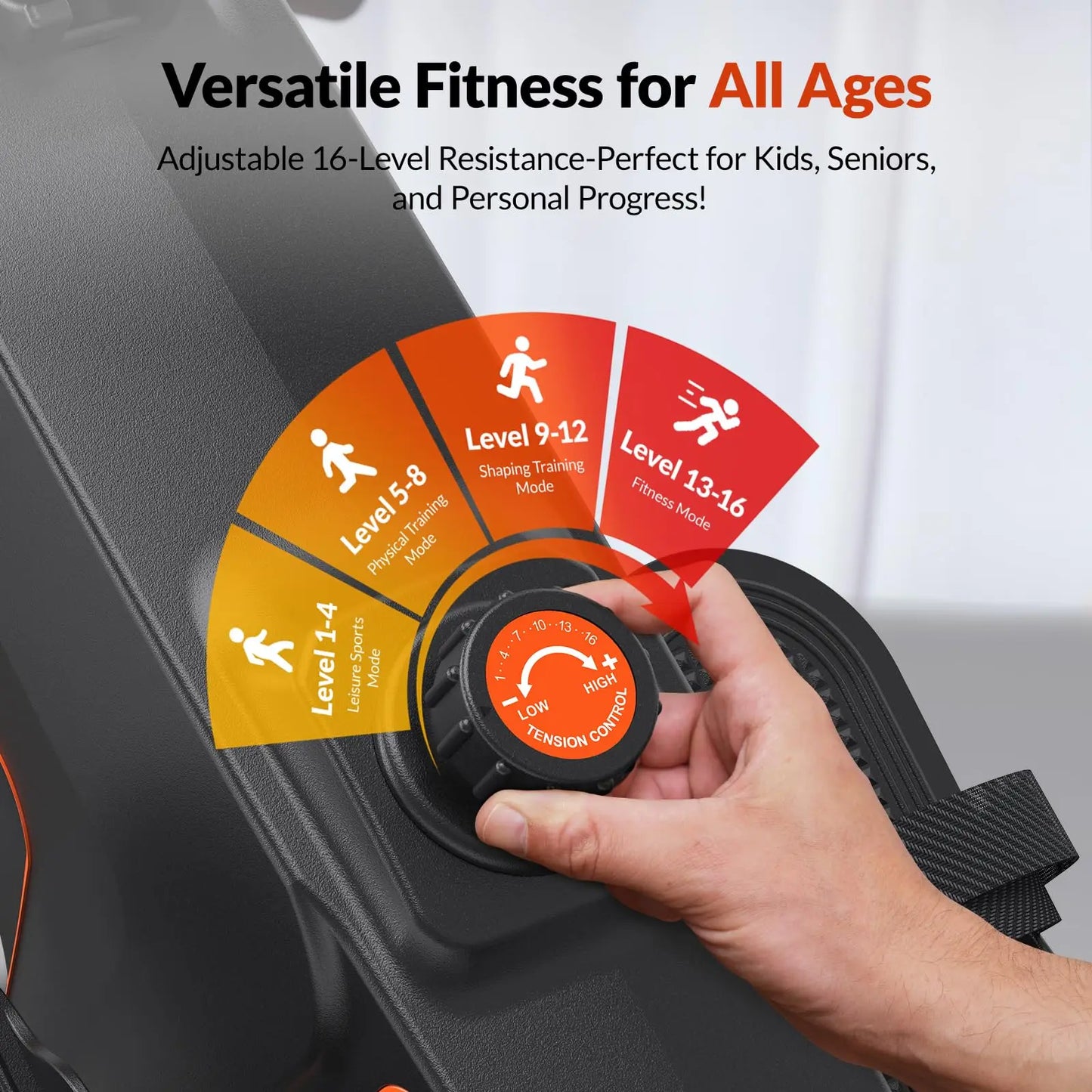16 Levels Quiet Resistance Foldable Compact Rowing Machine