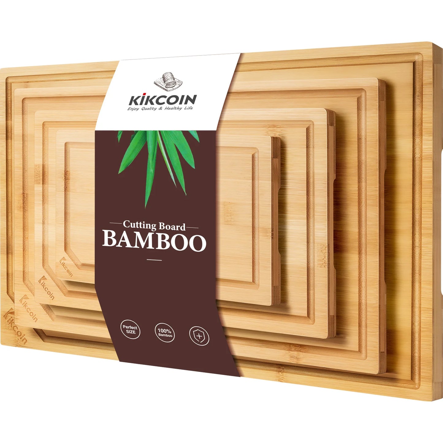 Heavy duty cutting board with juice groove, inner handle design.