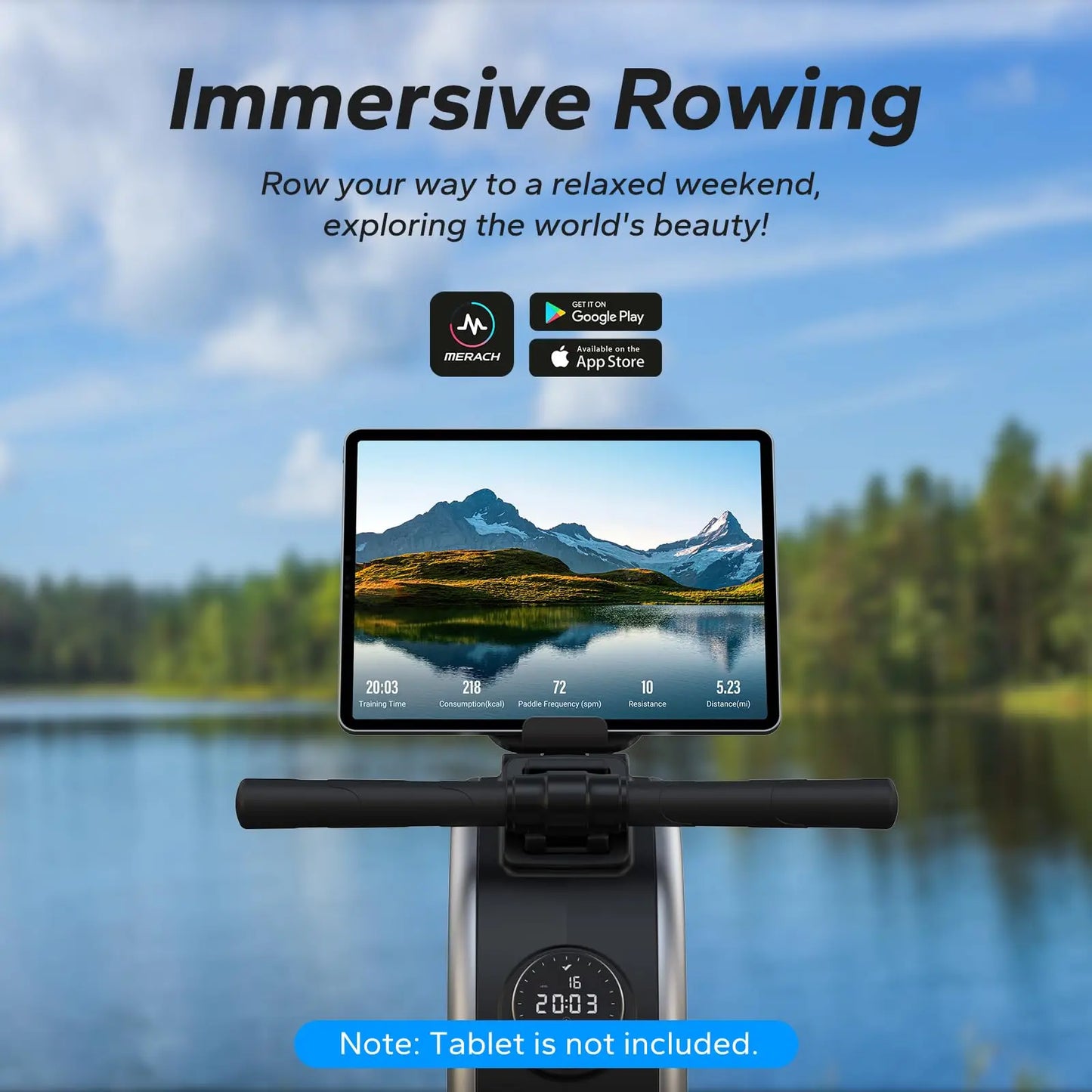 Bluetooth Magnetic Rower Machine with Dual Slide Rail.