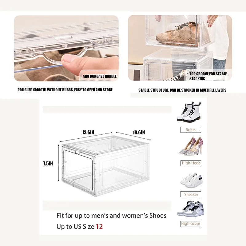 10 Pack Large, Shoe Storage Organizer with Lids