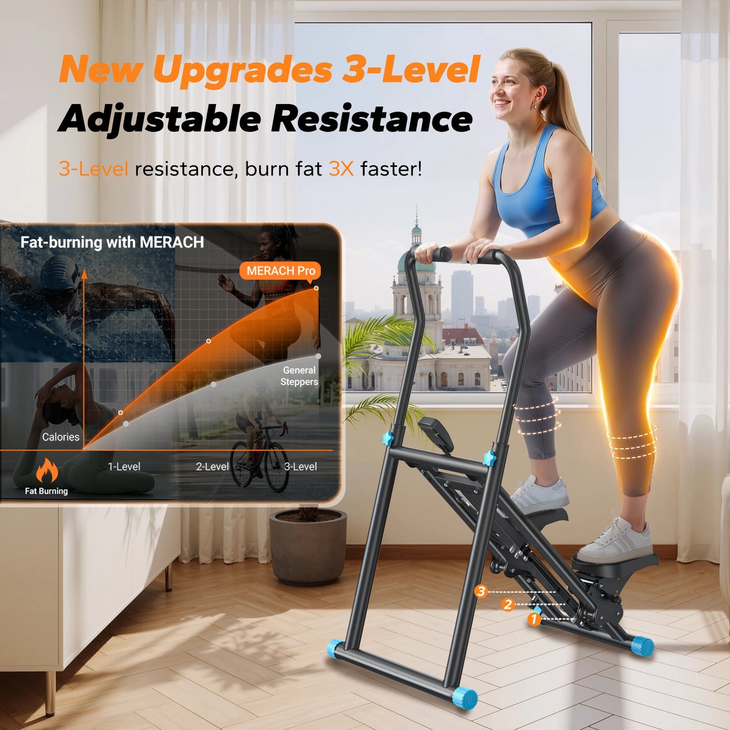 Stair Stepper Folding Exercise Climber with Extended Step Range