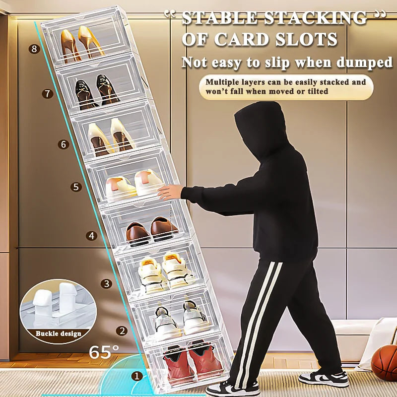 10 Pack Large, Shoe Storage Organizer with Lids