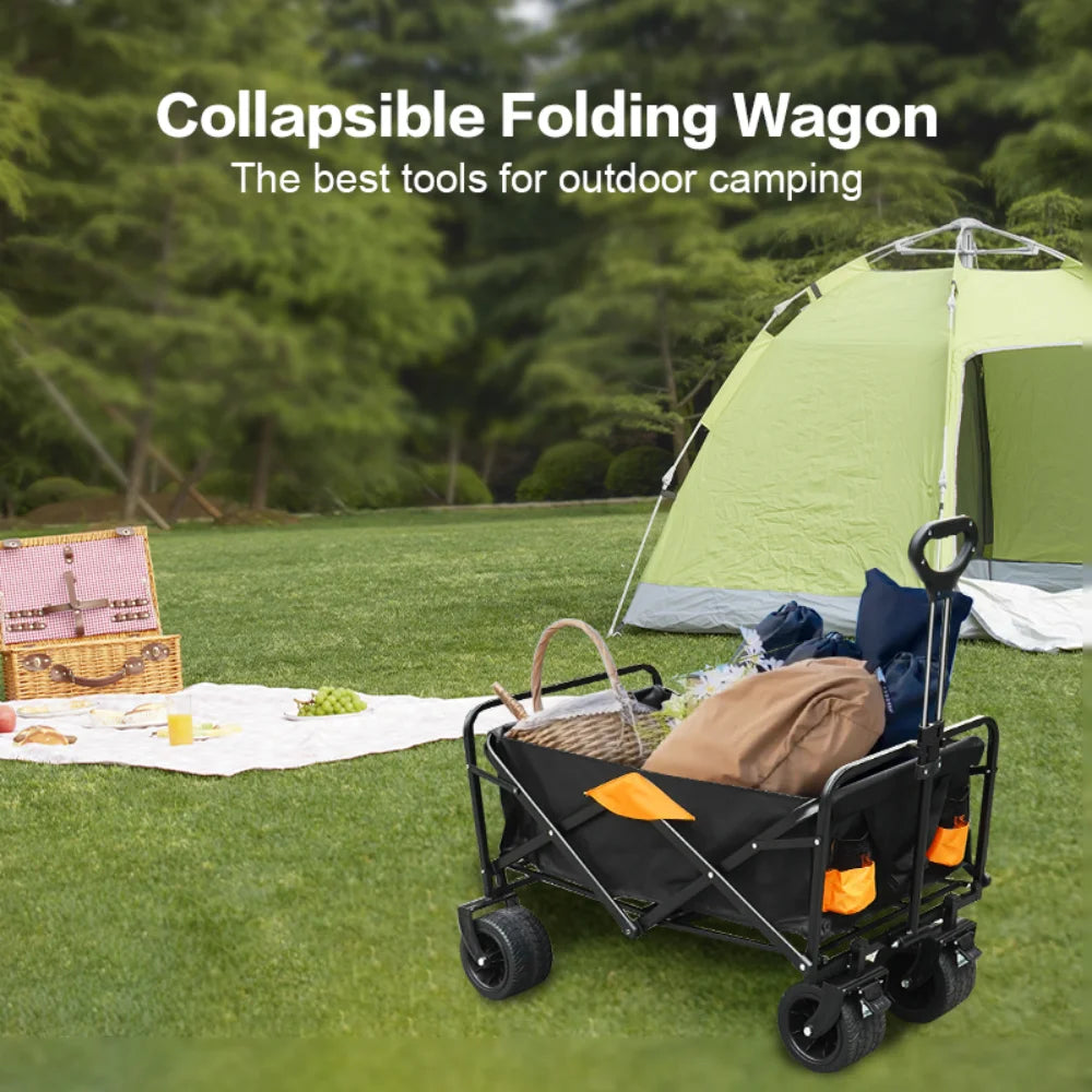 Heavy-Duty Collapsible Utility Wagon Cart With All-Terrain Wheels