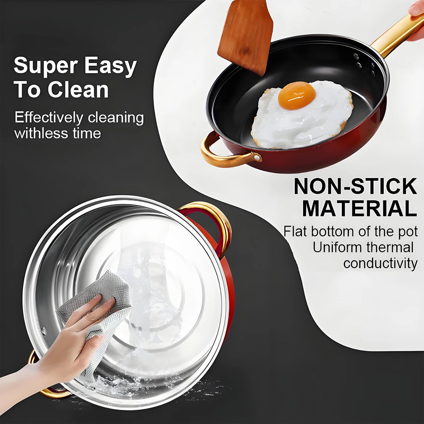 12-Piece, Stainless Steel, Non-Stick, Kitchen Cookware