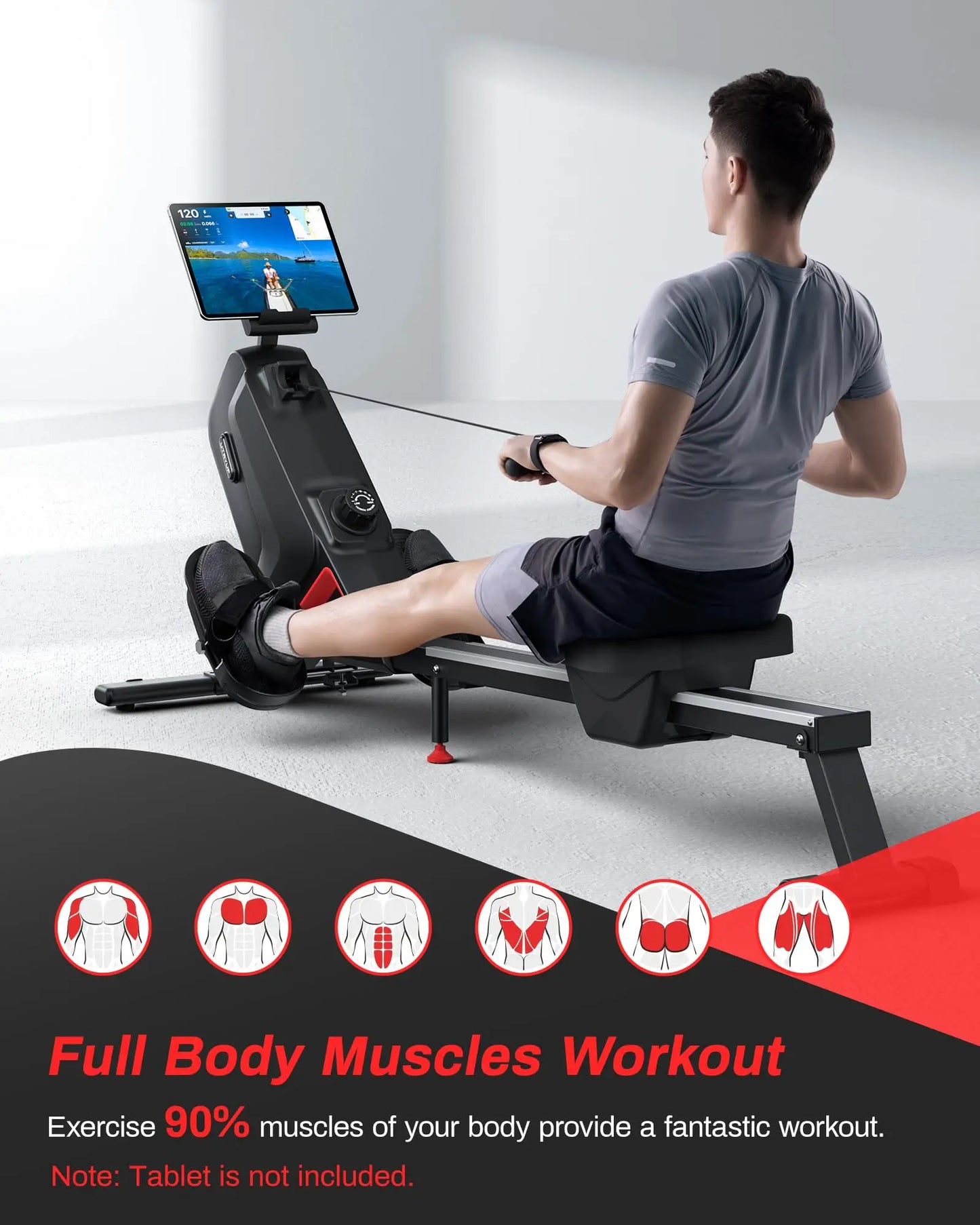 16 Levels Quiet Resistance Foldable Compact Rowing Machine