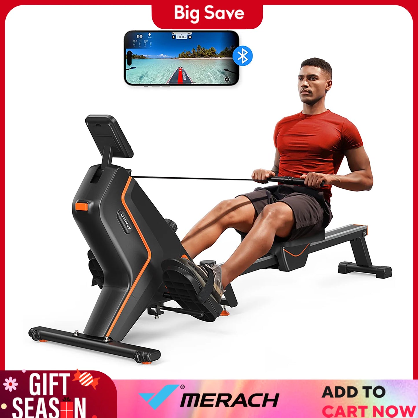 16 Levels Quiet Resistance Foldable Compact Rowing Machine