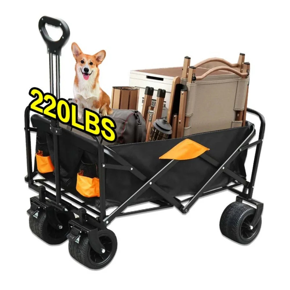 Heavy-Duty Collapsible Utility Wagon Cart With All-Terrain Wheels