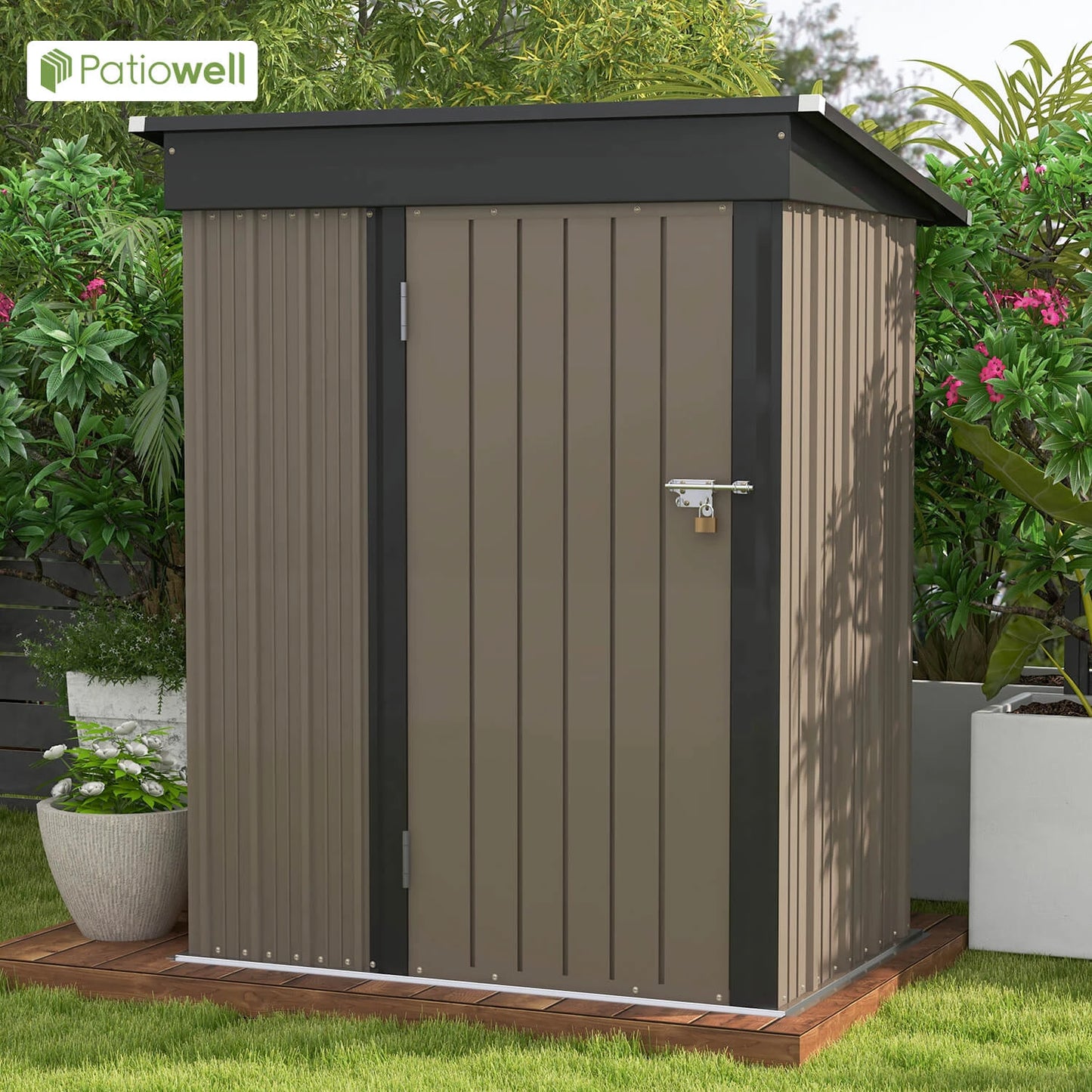 Patio well 5x3 FT Outdoor Storage Shed with Sloping Roof