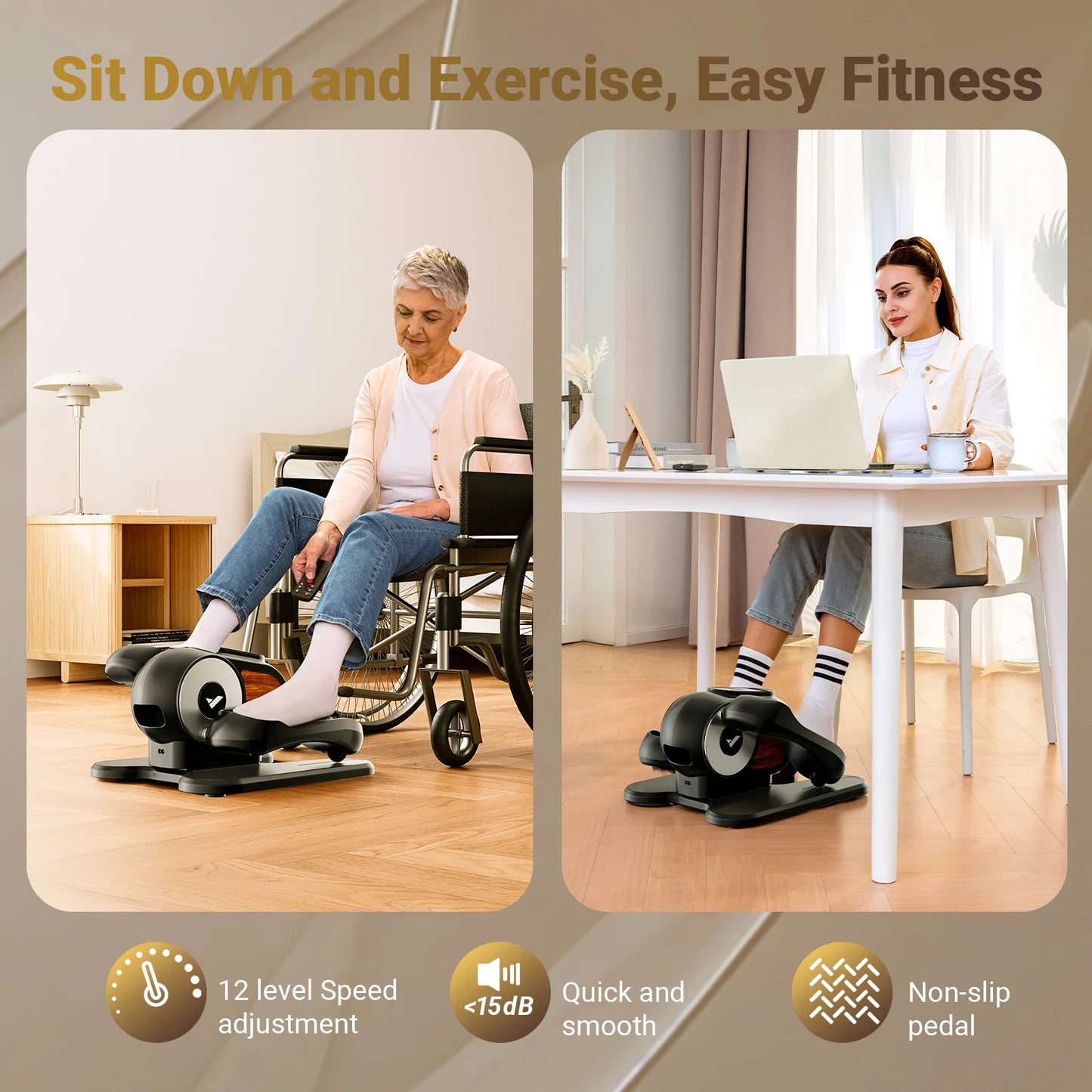 Under Desk Elliptical Leg Exerciser Electric for Seniors