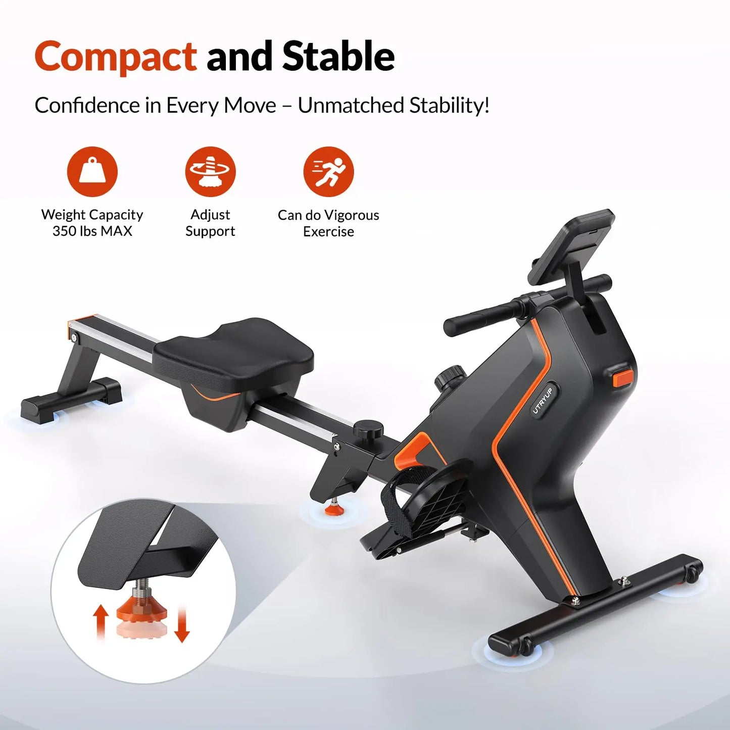 16 Levels Quiet Resistance Foldable Compact Rowing Machine