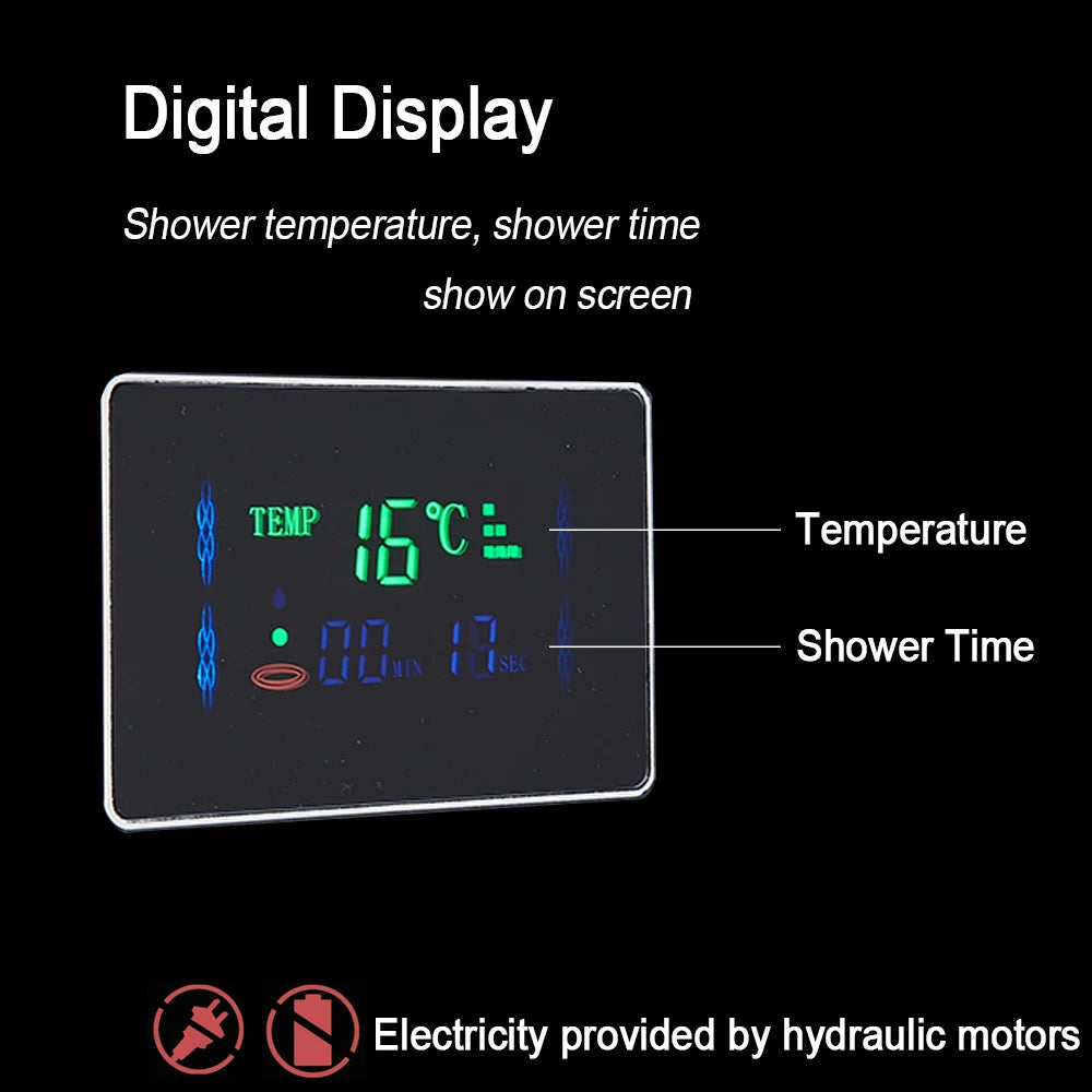 Digital Display LED Shower Panel Waterfall Rain Shower Faucet Set