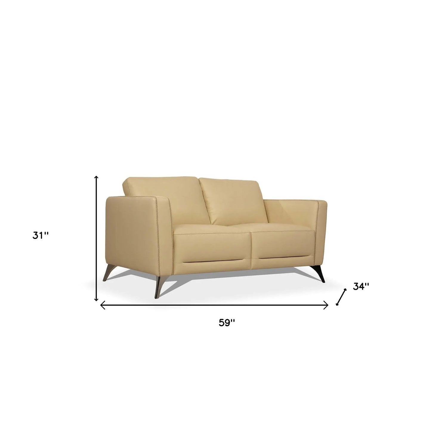 Genuine Leather Loveseat Contemporary Style Chesterfield Sofa