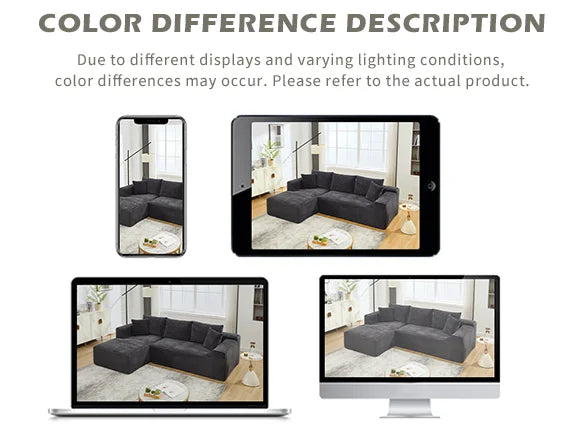 Modular L-Shape Sectional Sofa with No Assembly Required