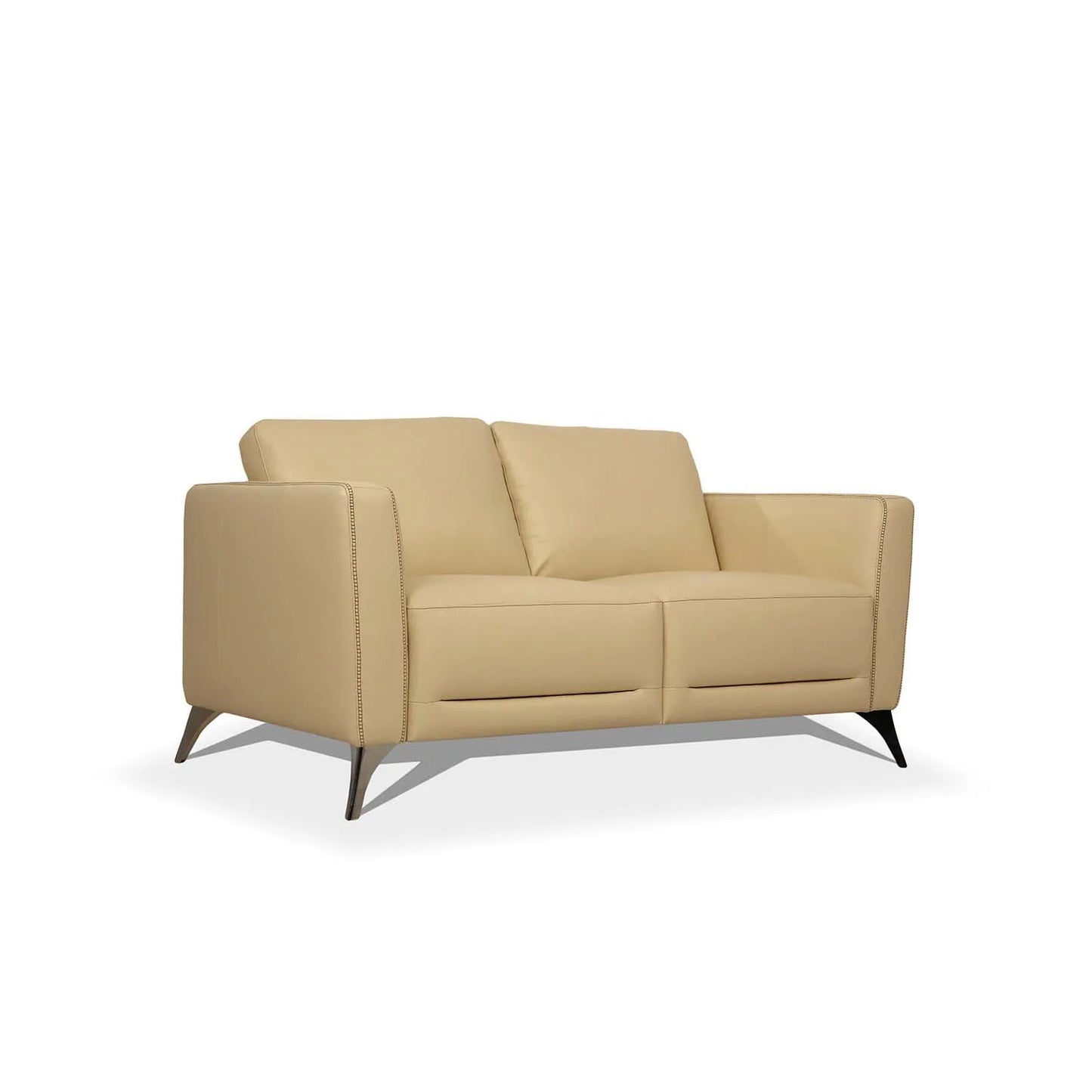 Genuine Leather Loveseat Contemporary Style Chesterfield Sofa