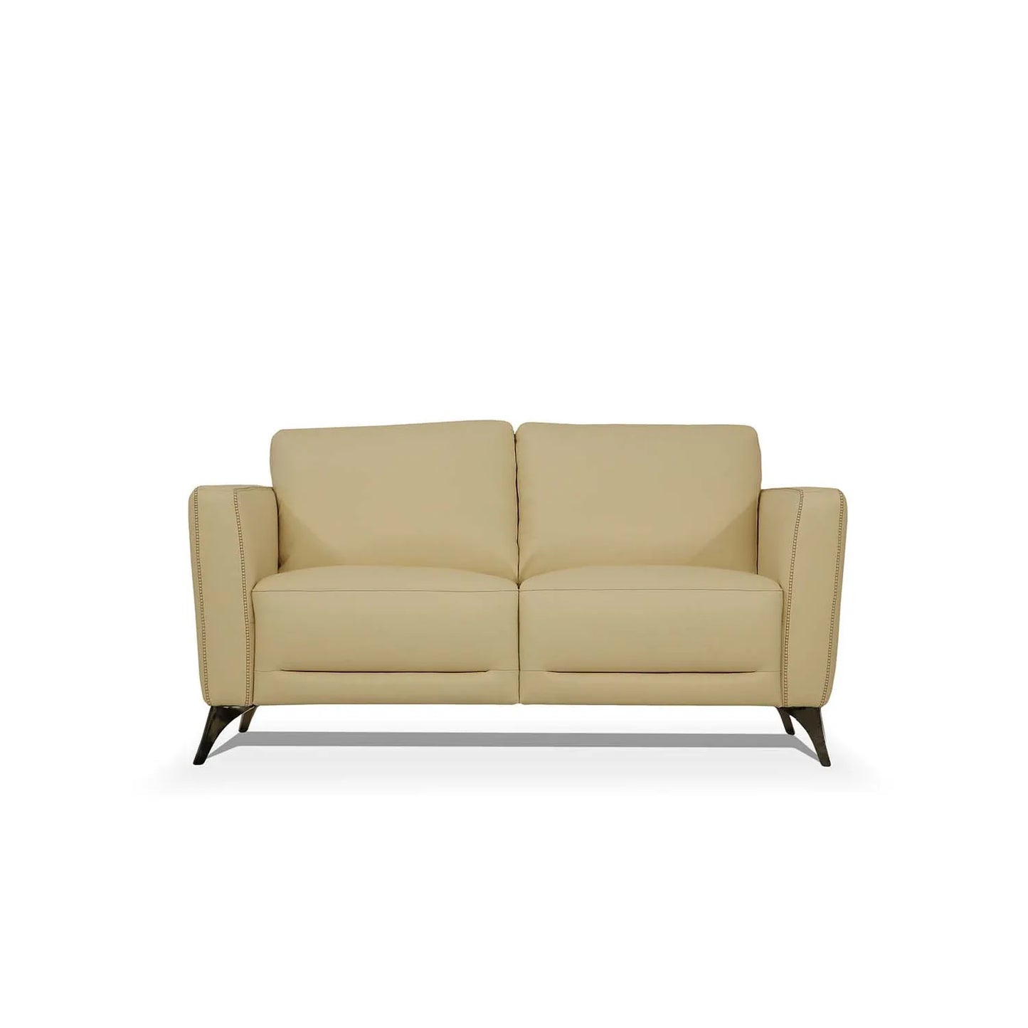 Genuine Leather Loveseat Contemporary Style Chesterfield Sofa