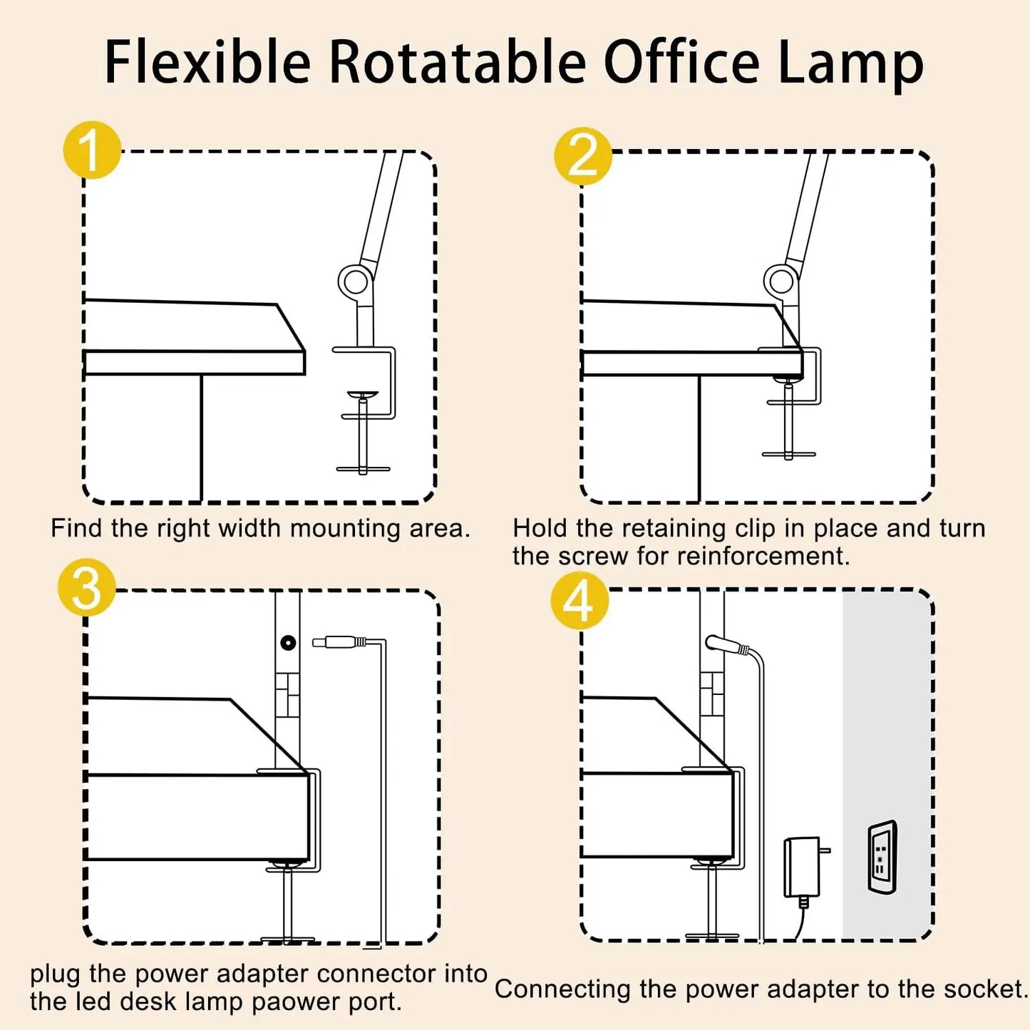 LED Desk Lamp with Clamp with Three light sources