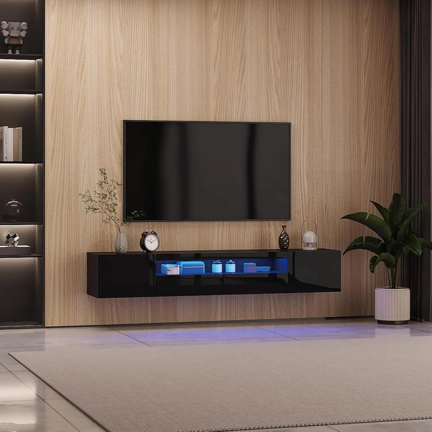 High Gloss floating Media Console with LED Lighting