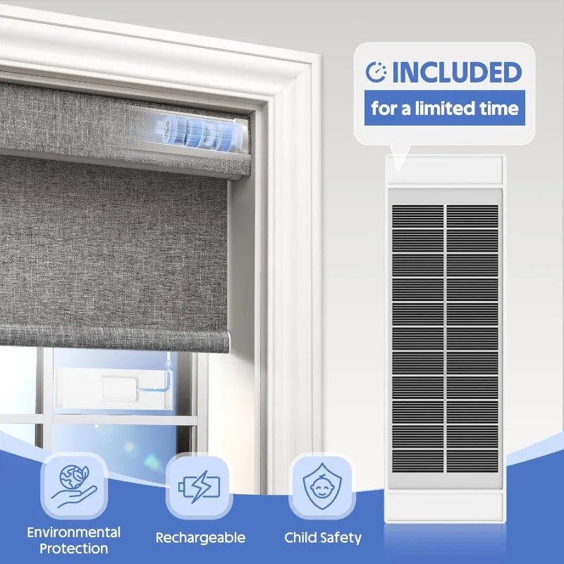 Blackout Smart Roller Blinds Solar Panel Include Electric Cordle