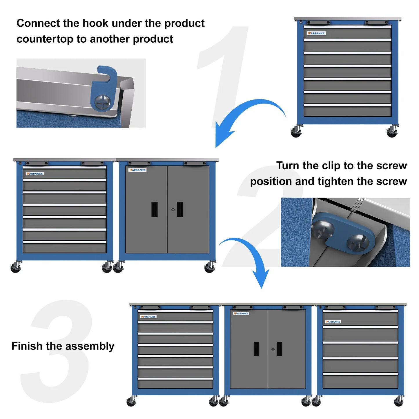 Combination Tool Cabinet with Connecting Buckle.