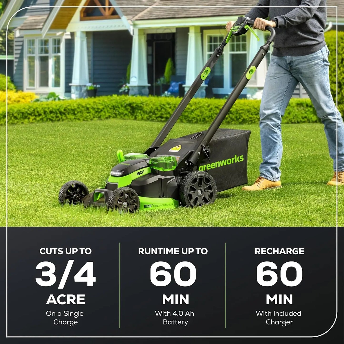 80V 25" Brushless Cordless Dual Blade Lawn Mower