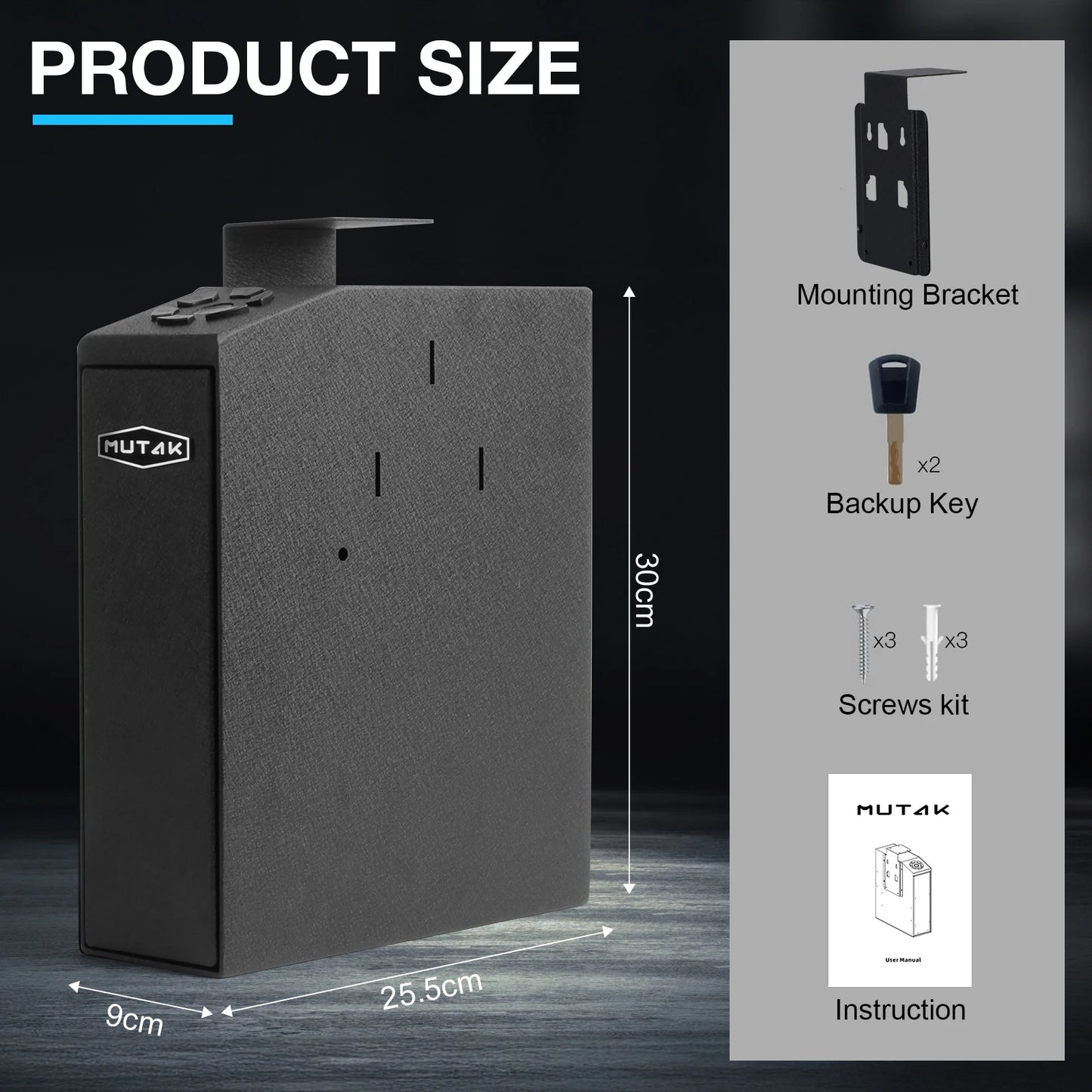 Biometric Slider Bedside Handgun Safe, for Nightstand