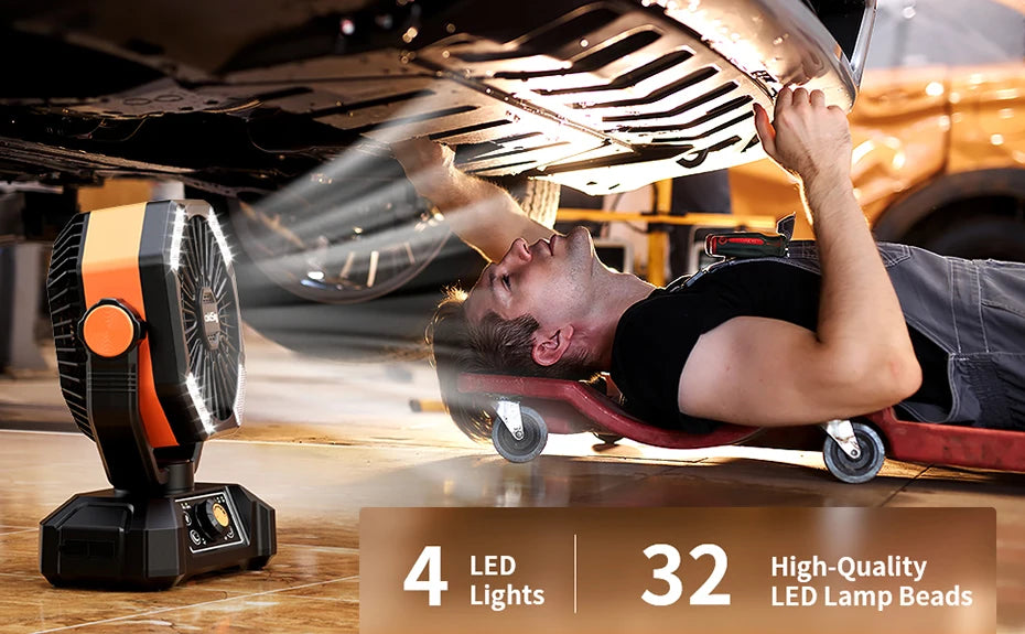 20000mAh Battery Camping Fan with 4 LED Lantern 8 Speeds