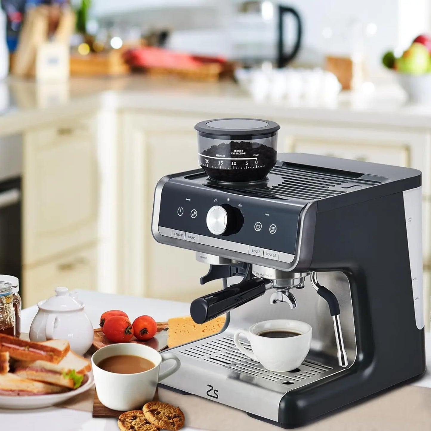 Espresso Machine with Grinder with Milk Frothier Steam Wand