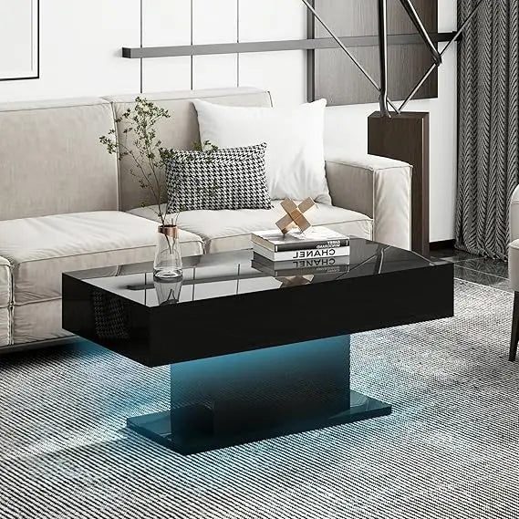 Modern High Glossy Wooden Coffee Tables with 16 Colors LED lights
