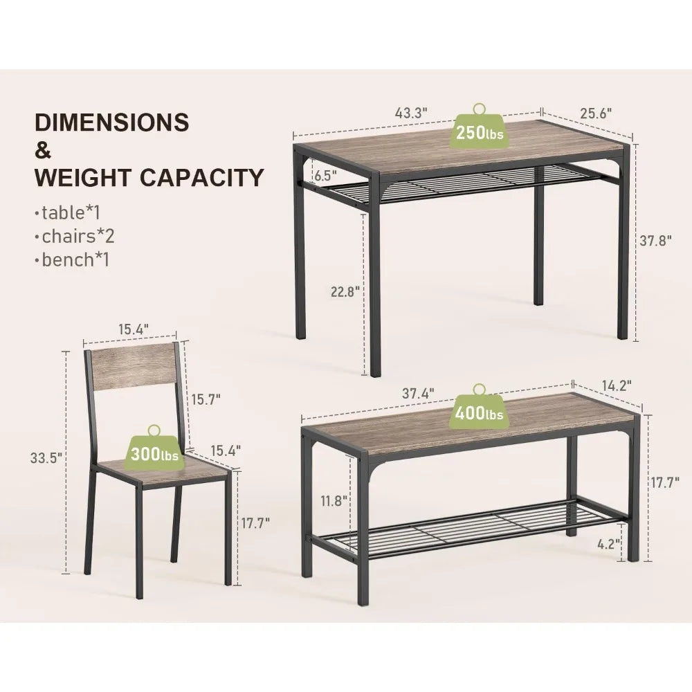 4-Piece Dining Set for Small Spaces & Apartments