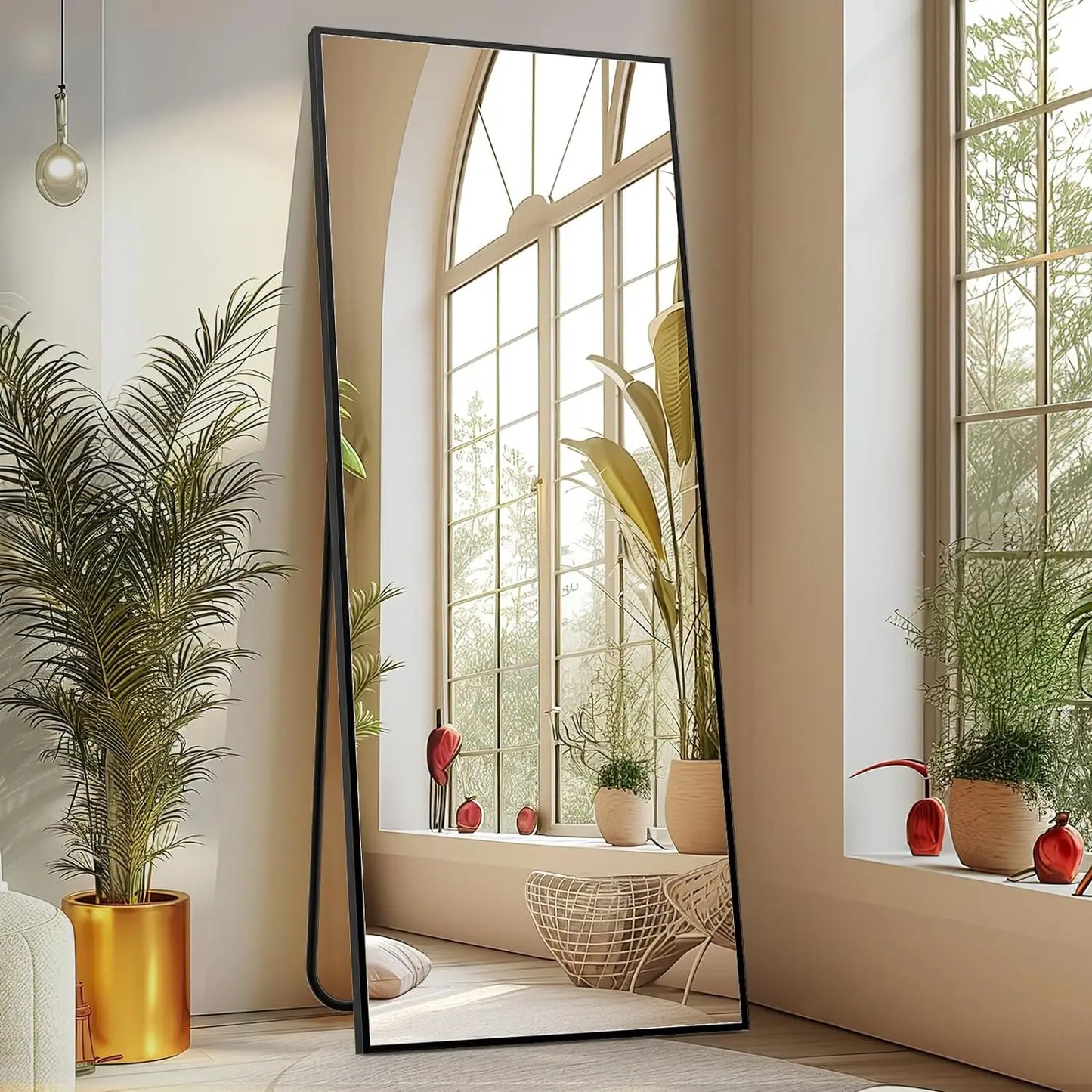 64"x21"Full Length body Mirror with Stand Full Length Aluminum Alloy