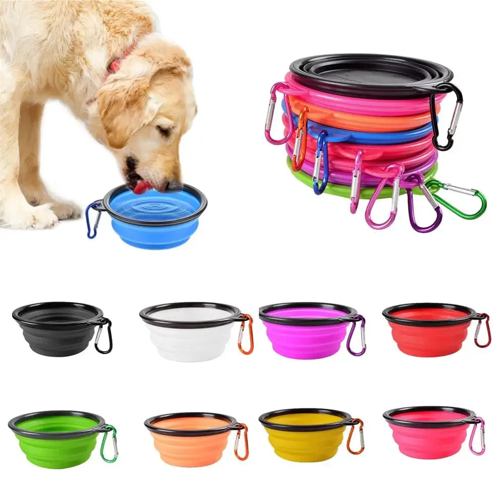 Portable Folding Pet Bowl Dishes with Carabiner Pet Supplies