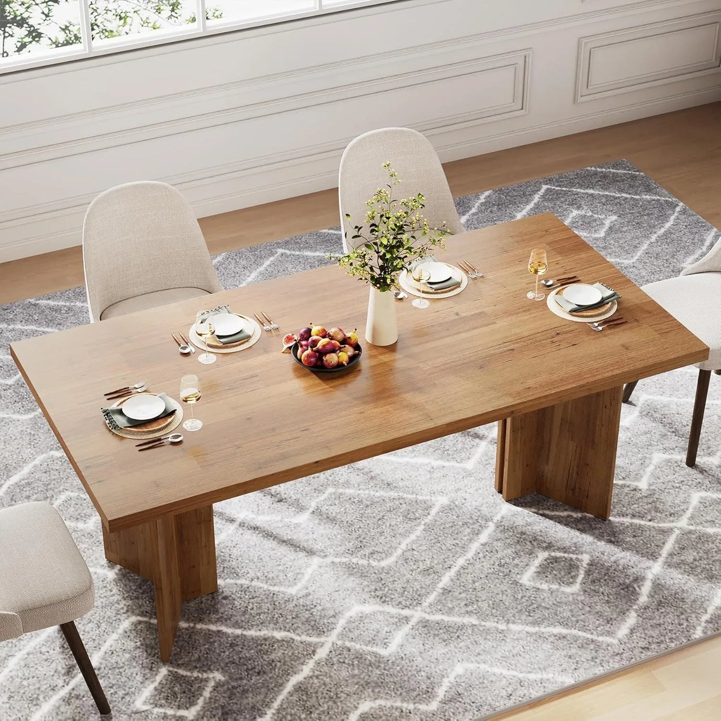 63-inch Farmhouse Kitchen Table with Large Tabletop