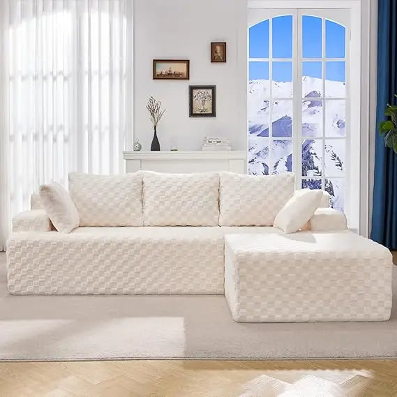 Modular Sectional Sofa Couches L-Shape Couch 3 Seat Modular Sofa Memory Foam Sectional Couches for Living Room, Cloud Couch with