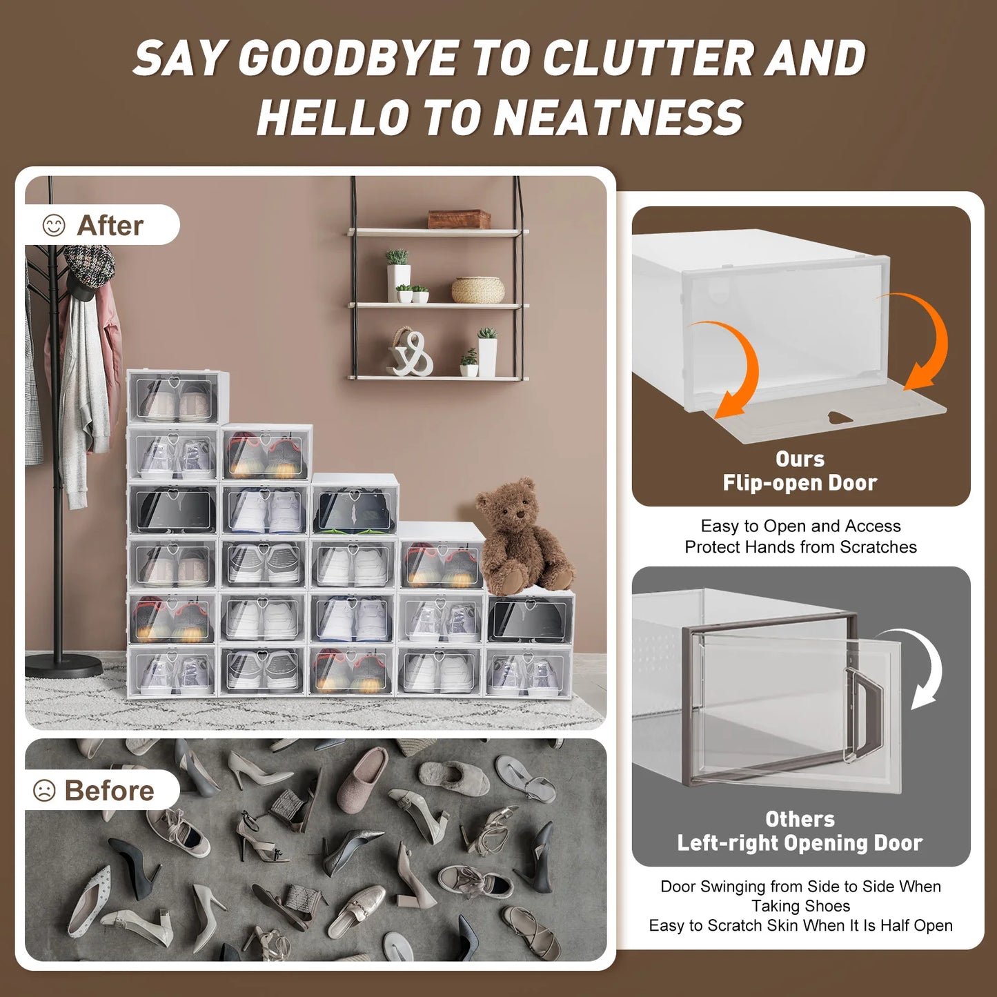 20pcs Shoes Transparent Cabinet Organizer