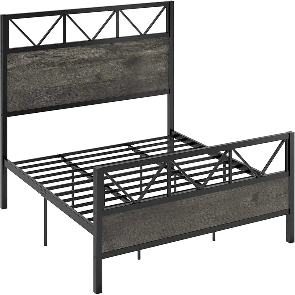 California King Bed Frame, 51.2 " Tall Industrial Headboard
