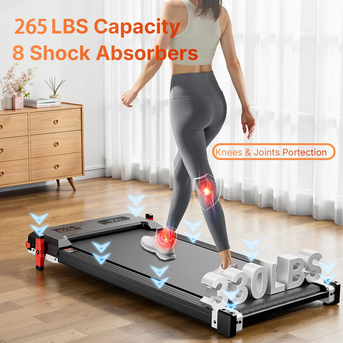Under Desk Treadmill, Incline Walking Pad Treadmill 330lbs Capacity