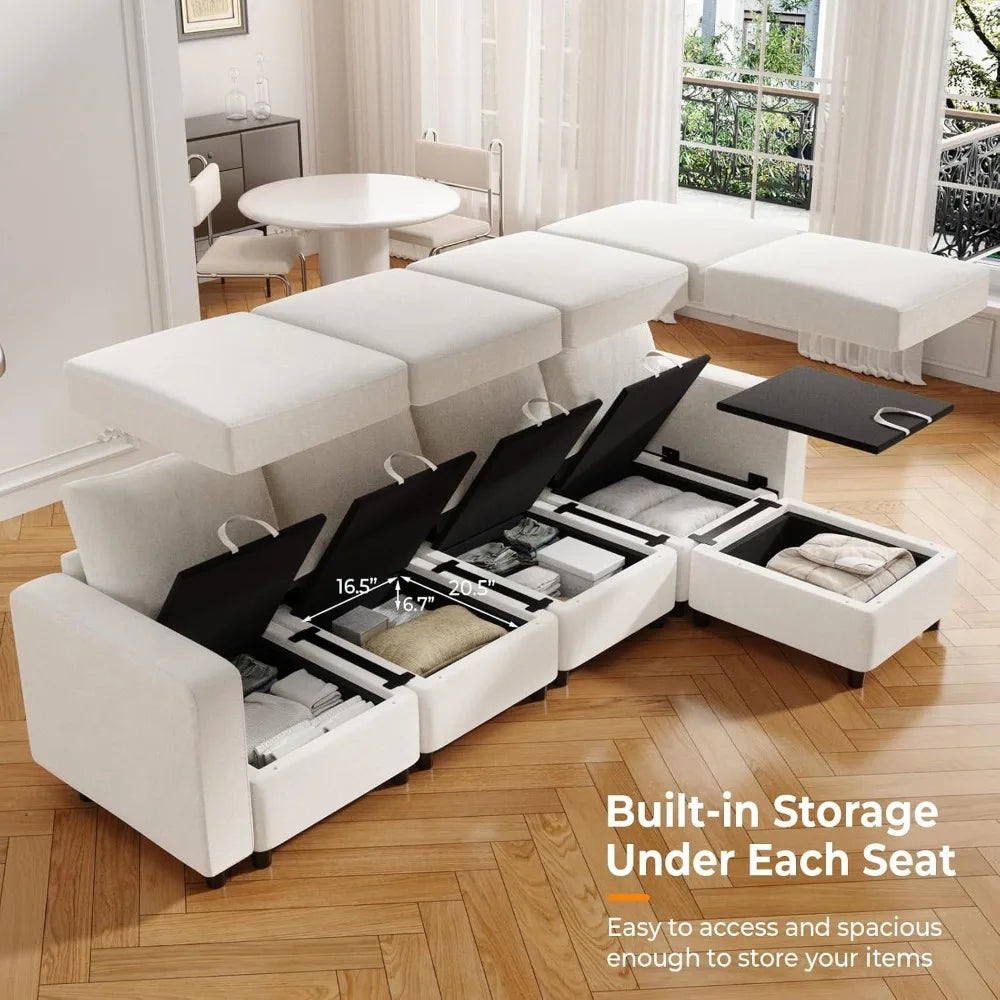 Oversized Modular Sectional Sofa with Storage and USB Chargers