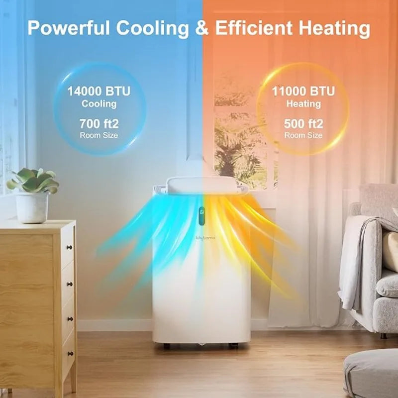 14,000 BTU Portable Air Conditioners for Room Up to 700 Sq.Ft, Cool, Heat, Dehumidifier & Fan 4 in 1 Portable AC Unit