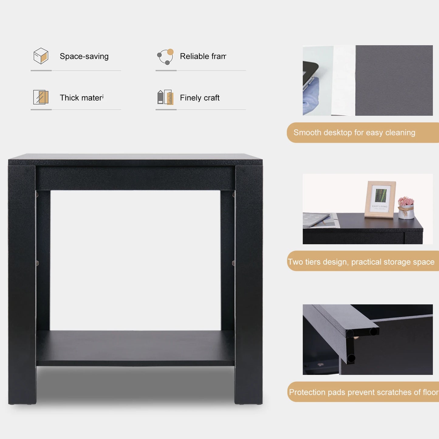 Modern Black Coffee Sofa Side End Table