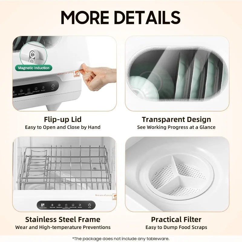 Portable 5 Wash Programs Countertop Dishwasher